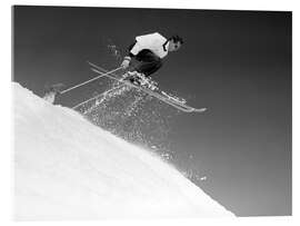 Akryylilasitaulu  Downhill skier in jump, 1950 - Vintage Ski Collection