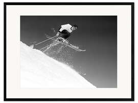Kehystetty taidepainatus Downhill skier in jump, 1950
