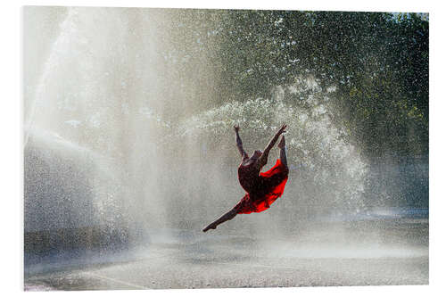 Print på skumplade Ballet dancer under fountain