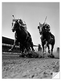 Selvklebende plakat Head to head on the racecourse