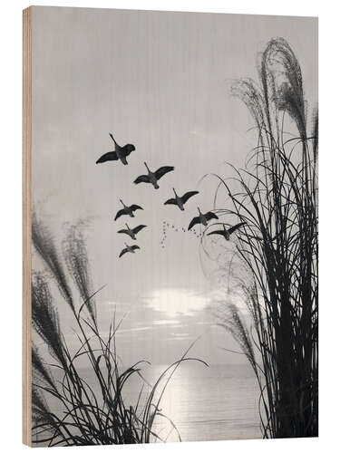 Wood print Wild geese in formation