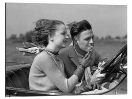 Aluminium print Vintage Couple in a Convertible