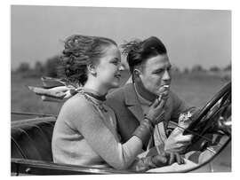 PVC print Vintage Couple in a Convertible