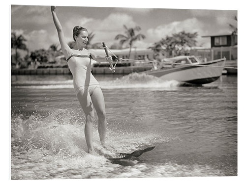 Foam board print Waterskiing in Florida, 1950s