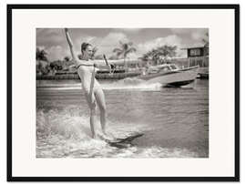 Gerahmter Kunstdruck Wasserski in Florida, 50er Jahre