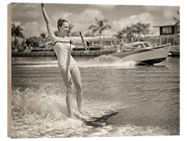 Holzbild Wasserski in Florida, 50er Jahre