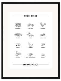 Gerahmter Kunstdruck Sushi-Sorten (Englisch)