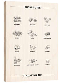 Tableau en bois Guide des sushis (anglais) - Typobox