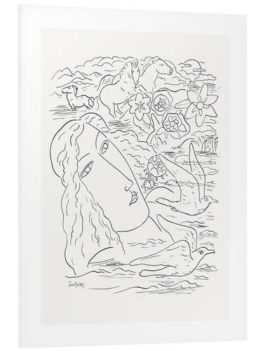 Foam board print Woman with horses