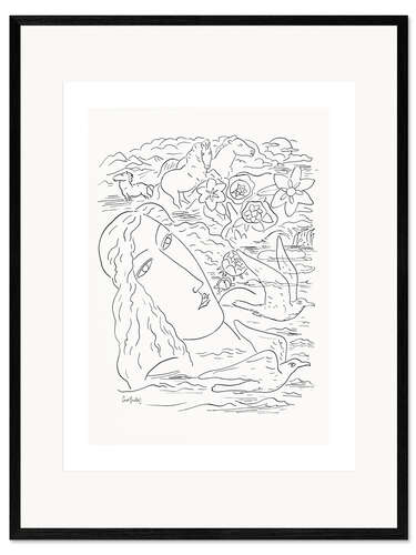 Framed art print Woman with horses