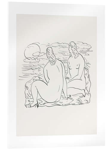 Acrylic print Two nude women sitting by the sea