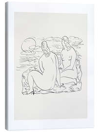 Canvas print Two nude women sitting by the sea