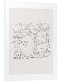 Foam board print Two nude women sitting by the sea