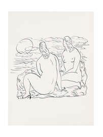 Magnettafel Zwei nackte Frauen, die am Meer sitzen