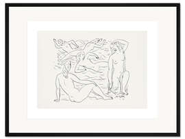 Gerahmter Kunstdruck Schwimmenden Frauen am Strand