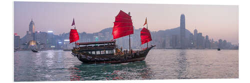 Foam board print Hong Kong skyline with junk