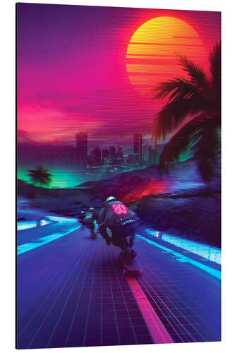 Cuadro de aluminio Synthwave Midnight Outrun