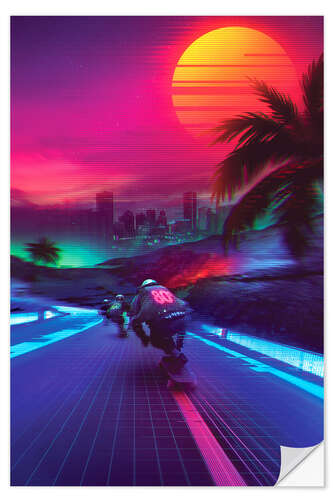 Sticker mural Synthwave Midnight Outrun