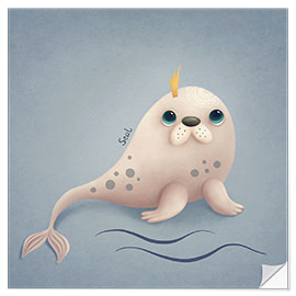 Muursticker Little seal