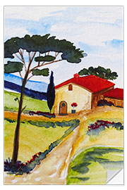 Selvklæbende plakat Country house in Tuscany