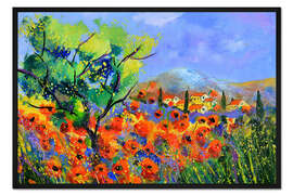 Gerahmter Kunstdruck Roter Mohn in der Provence