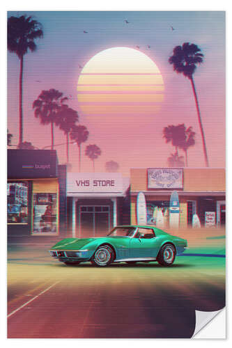 Wandsticker Synthwave Sunset Drive