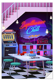 Selvklebende plakat Synthwave And Chill