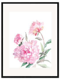 Ingelijste kunstdruk Peonies