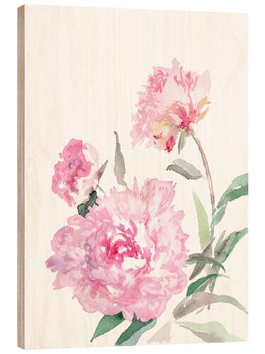 Wood print Peonies