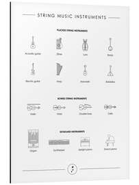 Tableau en aluminium Instruments à cordes (anglais)