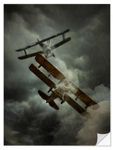 Selvklebende plakat Flight in the rain