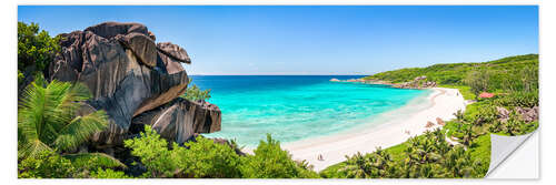 Selvklebende plakat Grand Anse, La Digue, Seychellen