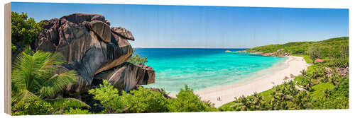 Quadro de madeira Grand Anse, La Digue, Ilhas Seychellen