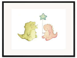 Gerahmter Kunstdruck Dino-Freunde