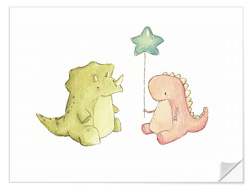 Selvklæbende plakat Dino friends