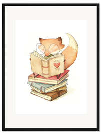 Gerahmter Kunstdruck Buchliebhaber - Mike Koubou