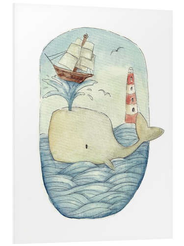 Foam board print Cute Whale in the Sea