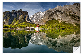 Sticker mural Le Königssee avec la chapelle St. Bartholomä