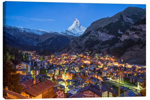 Obraz na płótnie Widok na Zermatt i Matterhorn w nocy