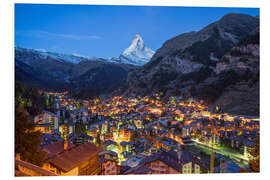 PVC print View of Zermatt and Matterhorn at night