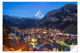 Adesivo murale Vista di Zermatt e Cervino di notte