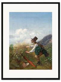 Impression artistique encadrée Le chasseur de papillons