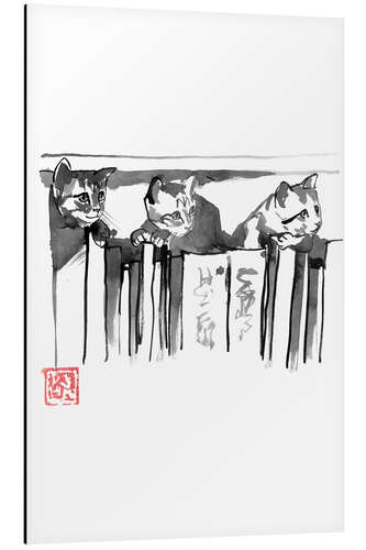 Aluminium print Cats on books