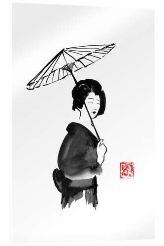 Acrylglasbild Geisha mit Regenschirm