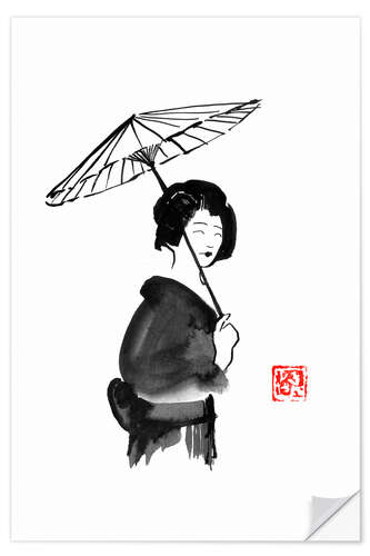 Wall sticker Geisha with an umbrella