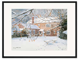 Gerahmter Kunstdruck Bauernhaus im Schnee