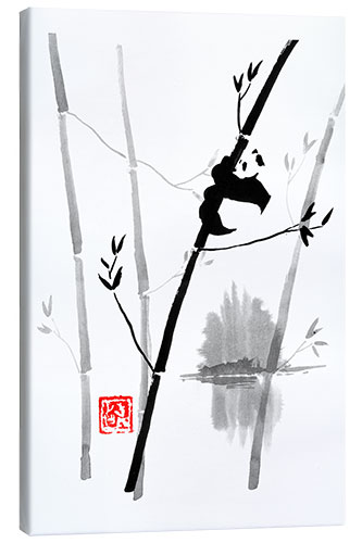 Canvas print Panda on the bamboo tree