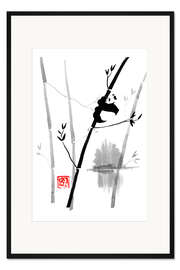 Gerahmter Kunstdruck Panda auf dem Bambusbaum
