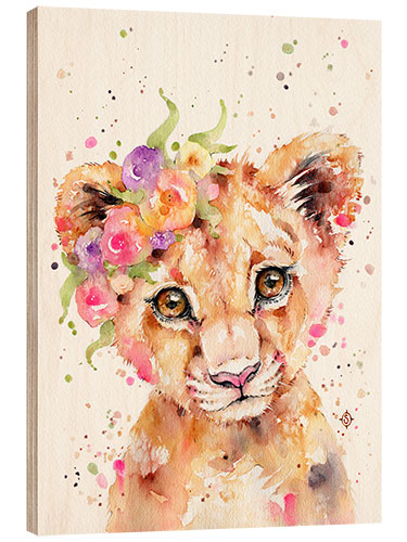 Print på træ Little Lioness