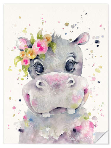 Sticker mural Petite demoiselle hippopotame